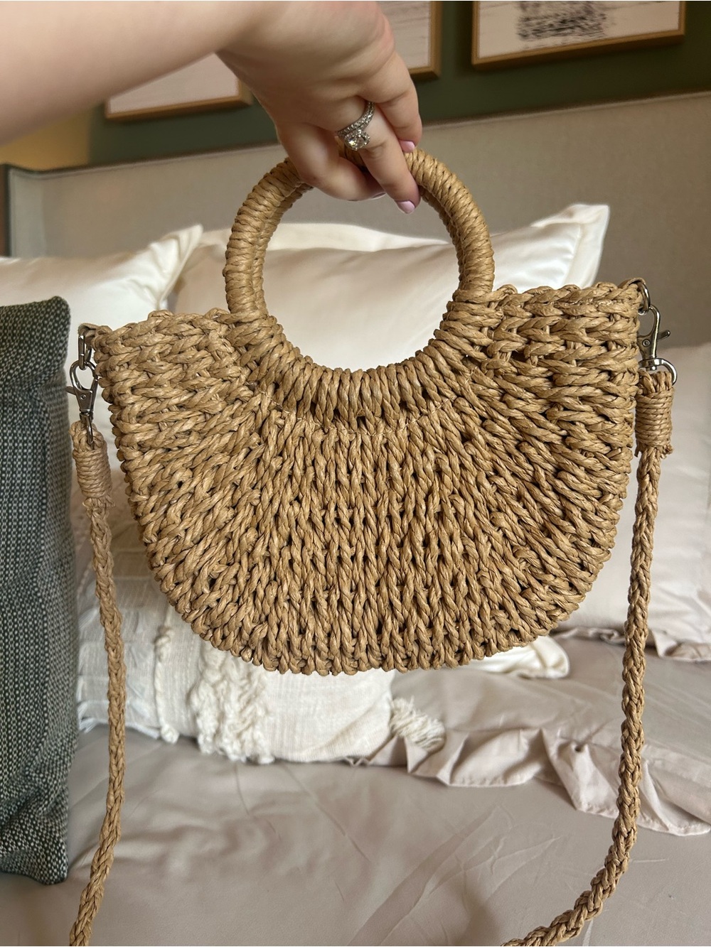 Woven Straw Crossbody Small Purse in Natural - Picture 4 of 10